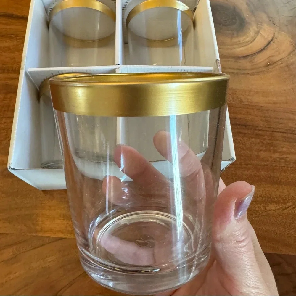 NWT Gold Rim 13oz Highball Glasses Set of 4